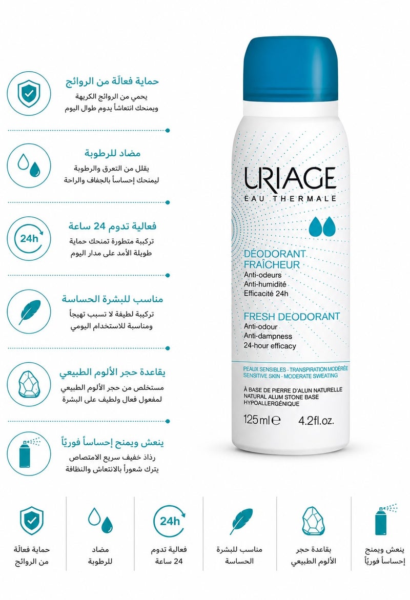 يورياج بخاخ مزيل للعرق فريش ديودرنت من يورياج - 125مل - Image 1