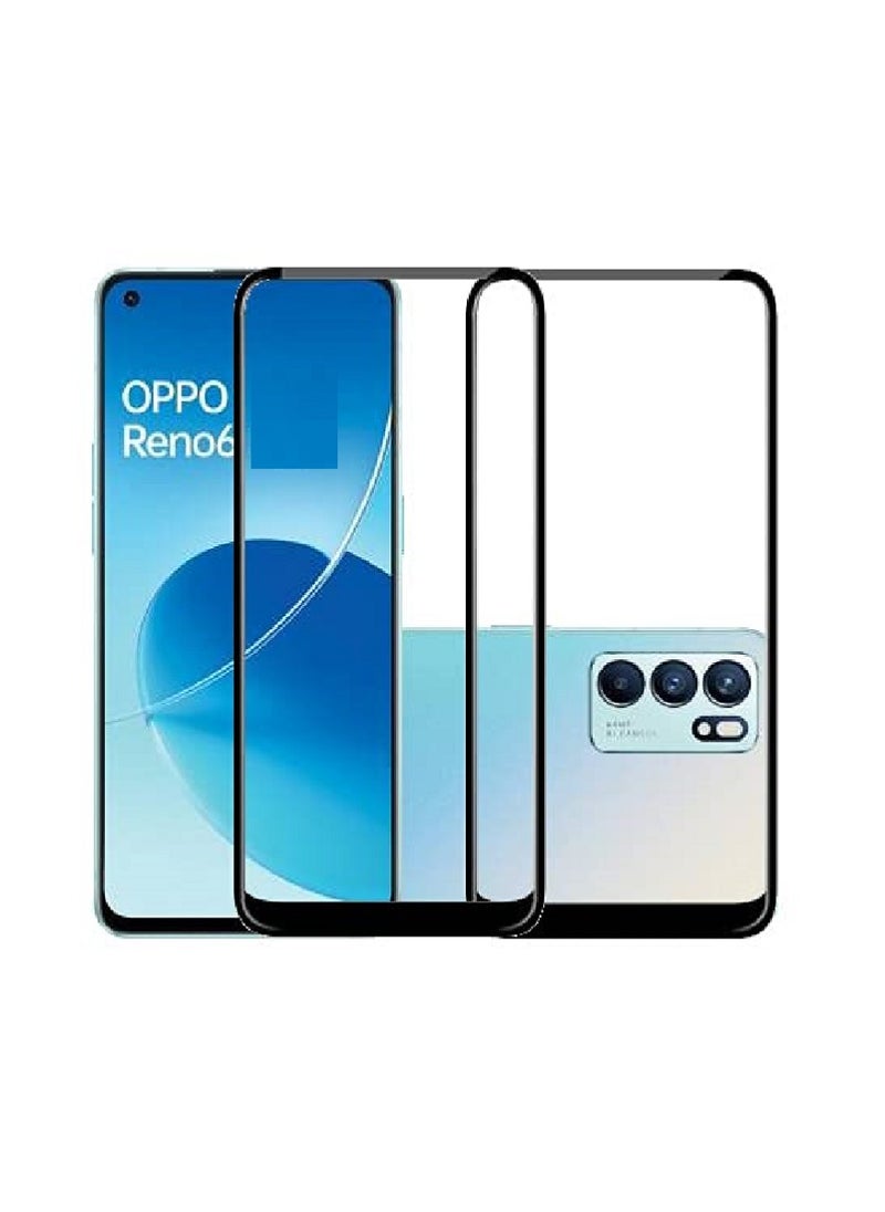 Super 2 Pieces Tempered Glass Screen Protector 5D Designed For Oppo Reno6 Full Glue Edge to Edge Full Screen Coverage And Bubble Free - Image 1