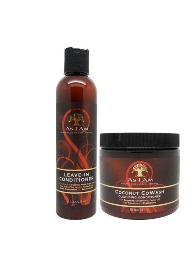 I AM As I Am Leave-in Conditioner 8 Ounce and Coconut Cowash Cleansing Conditioner 16 Ounce