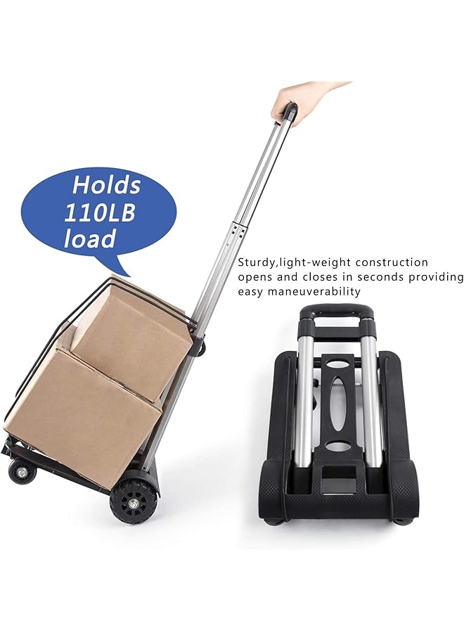 إيروريكس عربة يدوية قابلة للطي ذات 4 عجلات وبنية صلبة مع قضيب تلسكوبي من الألومنيوم، عربة تسوق قابلة للطي، هيكل كبير، قابلة للطي في حقيبة الظهر - Image 5