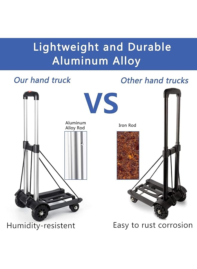 إيروريكس عربة يدوية قابلة للطي ذات 4 عجلات وبنية صلبة مع قضيب تلسكوبي من الألومنيوم، عربة تسوق قابلة للطي، هيكل كبير، قابلة للطي في حقيبة الظهر - Image 4