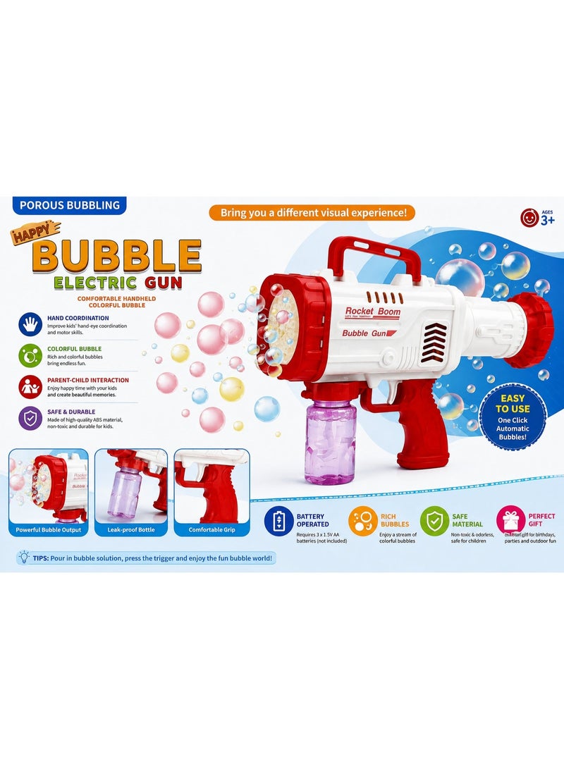 Bubble Machine Gun, Bubble Gun with Lights, Bubble Solution, 69 Holes Bubbles Machine for Kids Adults, Summer Toy Gift for Outdoor Indoor Birthday Wedding Party - Blue Bubble Makers (color May Vary) - Image 1