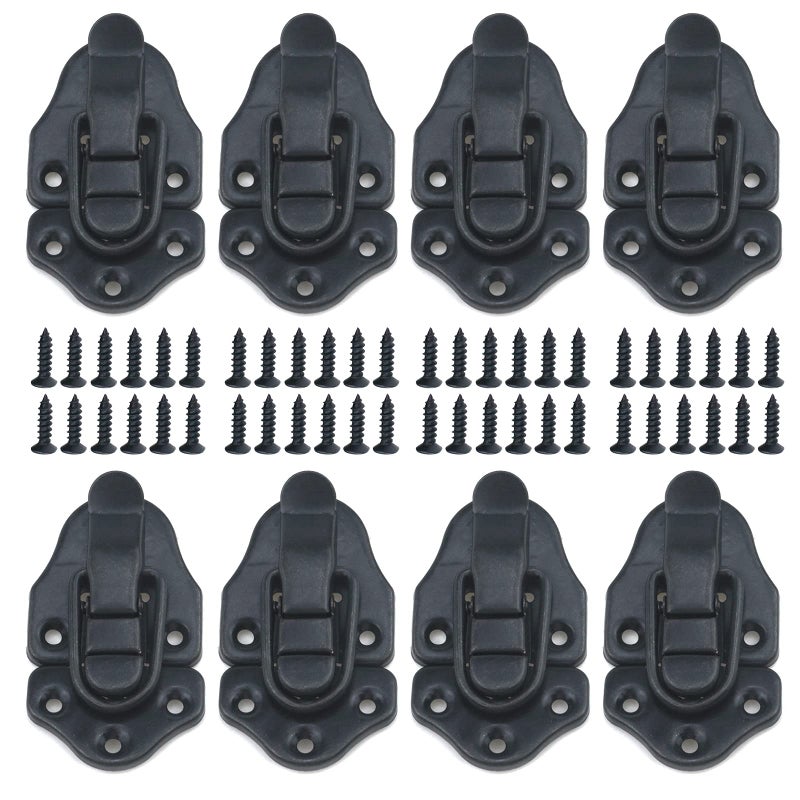 Geesatis 8 Pcs Metal Box Hasp Lock Toggle Latch Catch Decorative Hasp BoxLatch Hasps for Jewelry Wooden Case Boxes, with Mounting Screws, Black - Image 4