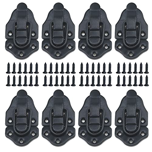 Geesatis 8 Pcs Metal Box Hasp Lock Toggle Latch Catch Decorative Hasp BoxLatch Hasps for Jewelry Wooden Case Boxes, with Mounting Screws, Black - Image 1