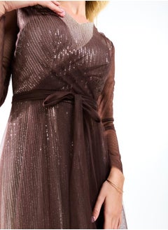 House of Moda Sequin Embellished Tulle Layered Maxi Dress by Styli  - Image 5