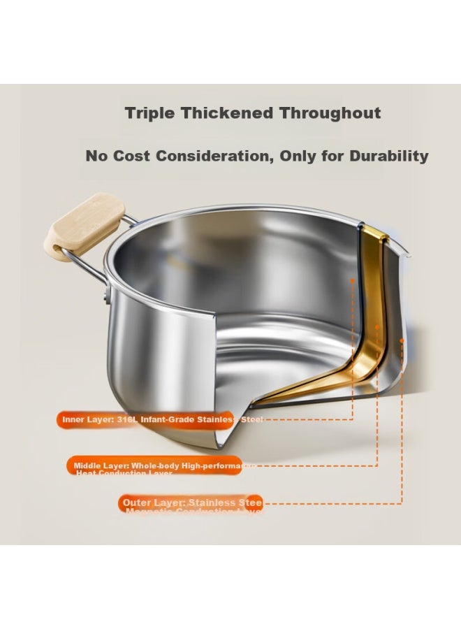 Joyoung 316l Stainless Steel Soup Pot + Steamer Stew Pot Steamer 24cm Porridge Pot Gas Stove Induction Cooker Universal - Image 3