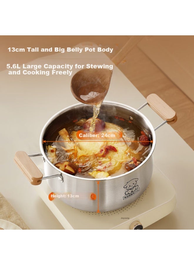 Joyoung 316l Stainless Steel Soup Pot + Steamer Stew Pot Steamer 24cm Porridge Pot Gas Stove Induction Cooker Universal - Image 4