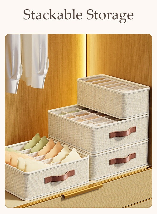 3pcs Wardrobe Clothes Organizer Sock Underwear Drawer Organizer Dividers Cell Foldable Linen Dresser Closet Organizers and Storage Bins for Clothing, Baby Clothes, Bra, Panty, Scarf, Ties, Scarves
