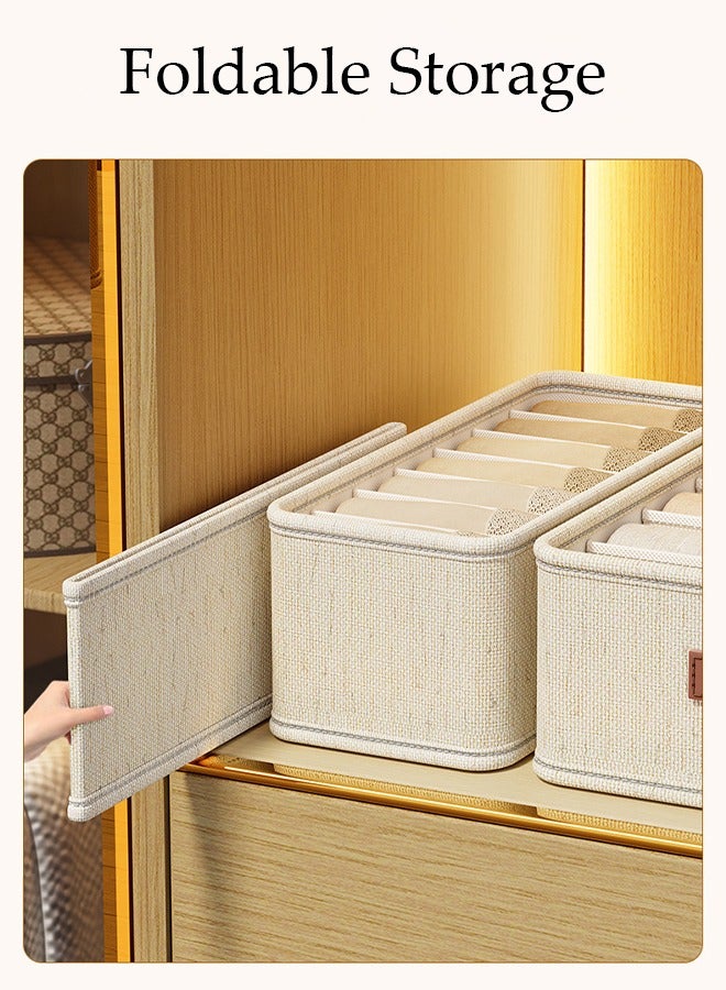 3pcs Wardrobe Clothes Organizer Sock Underwear Drawer Organizer Dividers Cell Foldable Linen Dresser Closet Organizers and Storage Bins for Clothing, Baby Clothes, Bra, Panty, Scarf, Ties, Scarves