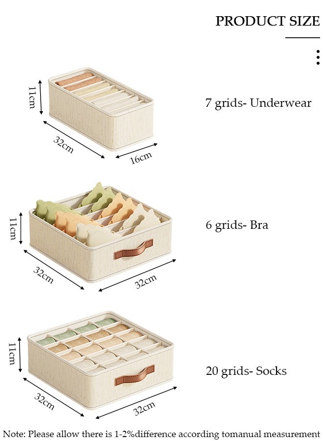 DUNISO 3pcs Wardrobe Clothes Organizer Sock Underwear Drawer Organizer Dividers Cell Foldable Linen Dresser Closet Organizers and Storage Bins for Clothing, Baby Clothes, Bra, Panty, Scarf, Ties, Scarves - Image 2