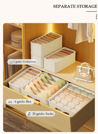 3pcs Wardrobe Clothes Organizer Sock Underwear Drawer Organizer Dividers Cell Foldable Linen Dresser Closet Organizers and Storage Bins for Clothing, Baby Clothes, Bra, Panty, Scarf, Ties, Scarves - view 3
