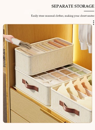 3pcs Wardrobe Clothes Organizer Sock Underwear Drawer Organizer Dividers Cell Foldable Linen Dresser Closet Organizers and Storage Bins for Clothing, Baby Clothes, Bra, Panty, Scarf, Ties, Scarves - view 4