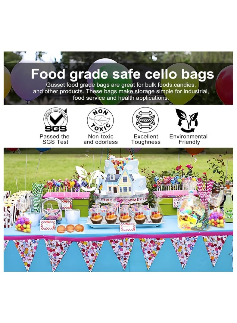 100 قطعة  أكياس بلاستيكية أكياس سيلوفان شفافة أكياس هدايا سيلوفان 100 قطعة أكياس هدايا مع أربطة ملتوية وشرائط أشرطة حفلات حلوى أكياس حلوى للمخابز الفشار البسكويت الحلوى الحلوى 18-25 سم - Image 5