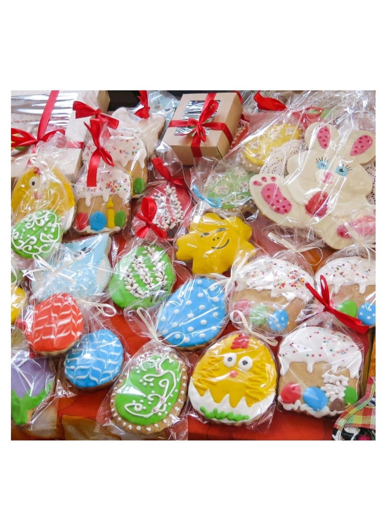 100 قطعة  أكياس بلاستيكية أكياس سيلوفان شفافة أكياس هدايا سيلوفان 100 قطعة أكياس هدايا مع أربطة ملتوية وشرائط أشرطة حفلات حلوى أكياس حلوى للمخابز الفشار البسكويت الحلوى الحلوى 18-25 سم - Image 2