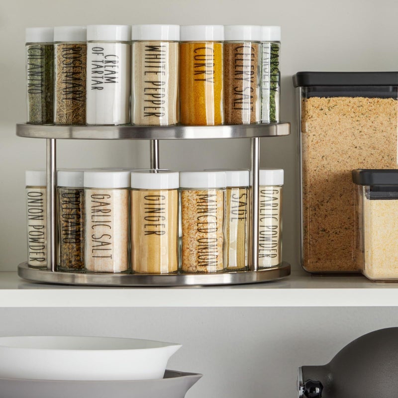 Juvale 2-Tier Lazy Susan Spice Rack Organizer for Cabinet - 10.5 in, Stainless Steel - Kitchen Countertop Organizer & Spice Carousel for Pantry Organization - Image 4