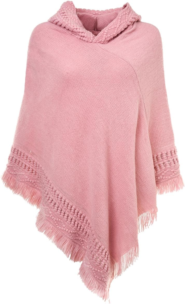 Ferand Ladies' Hooded Cape with Fringed Hem, Crochet Poncho Knitting Patterns for Women - Image 1