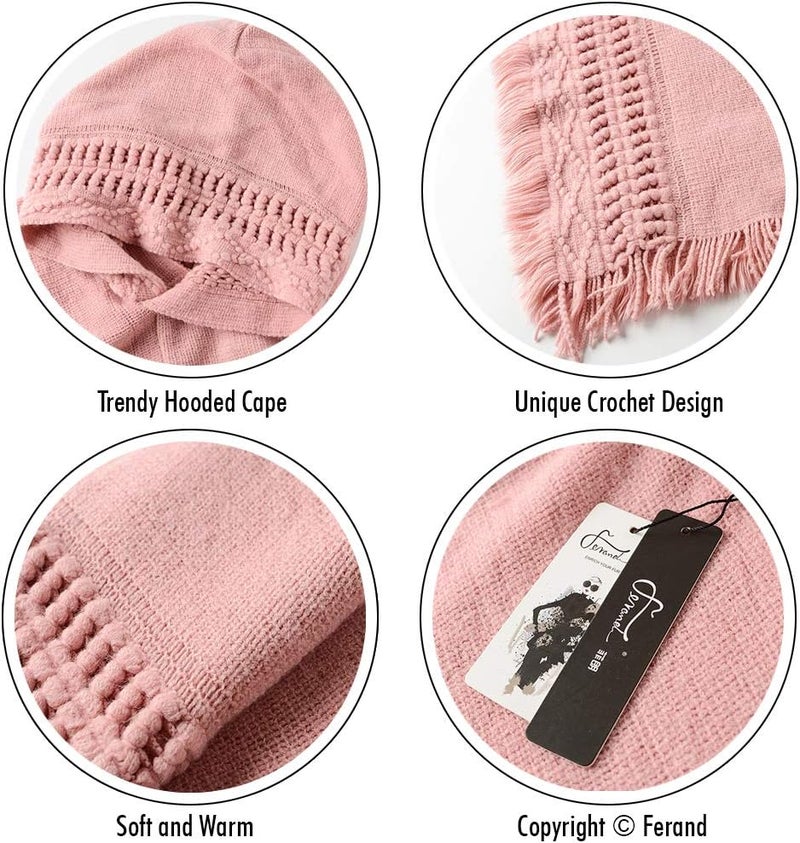 Ferand Ladies' Hooded Cape with Fringed Hem, Crochet Poncho Knitting Patterns for Women - Image 4