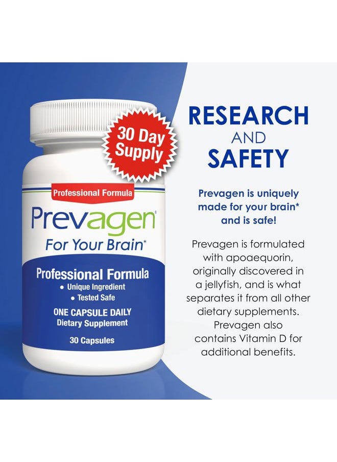 Prevagen - Professional Formula 40mg, 30 Capsules |1 Pack| with Apoaequorin & Vitamin D with Attractive and Stackable Prevagen Storage Box - Image 1