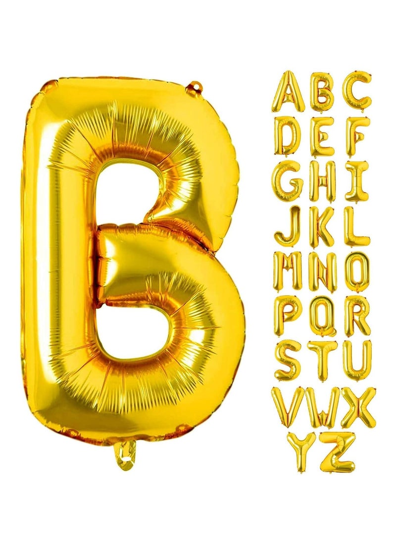 Party with Emma Gold Letter A to Z Balloons 32 inch Large Alphabet Balloons Gold Helium Foil Letter Balloon Banner for Birthday Party Anniversary Wedding Decoration (Gold-B)  - Image 1
