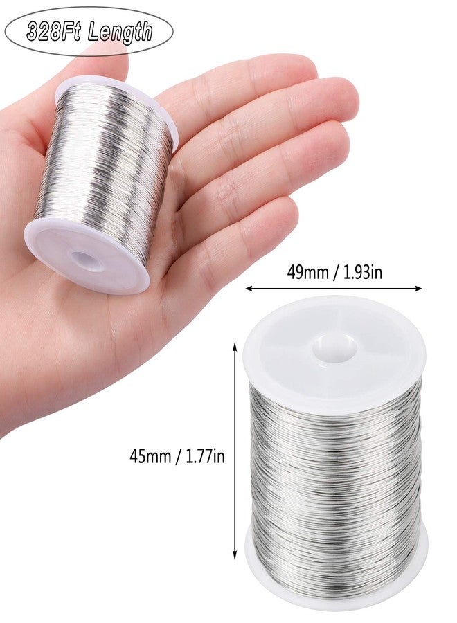 MIKIMIQI 328Ft Jewelry Wire - 26 Gauge Tarnish Resistant Copper Beading Wire for Jewelry Making, 0.4mm X 100m (Silver Color) - Image 3