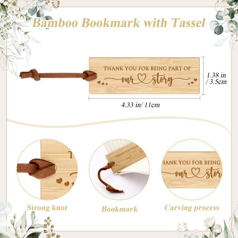 Skyygemm 50 Sets Wedding Party Favors for Guests Include We Got It Write Wood Bamboo Pens Bookmarks with Tassel Thank You Cards with Bag Wedding Favors Welcome Bag Stuffers for Bridal Shower Party - Image 2
