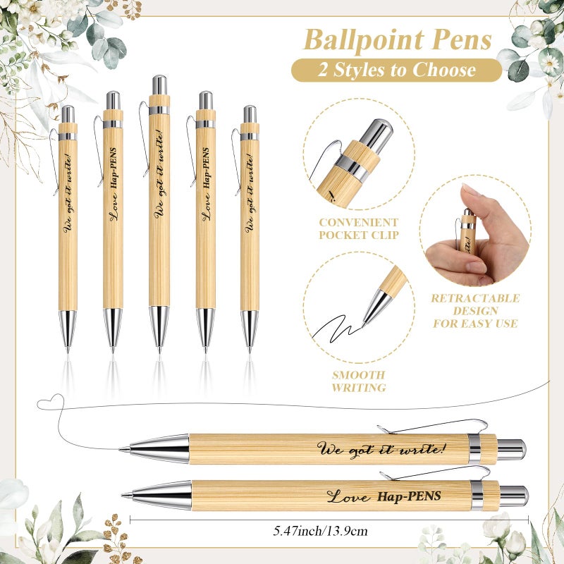 Skyygemm 50 Sets Wedding Party Favors for Guests Include We Got It Write Wood Bamboo Pens Bookmarks with Tassel Thank You Cards with Bag Wedding Favors Welcome Bag Stuffers for Bridal Shower Party - Image 3