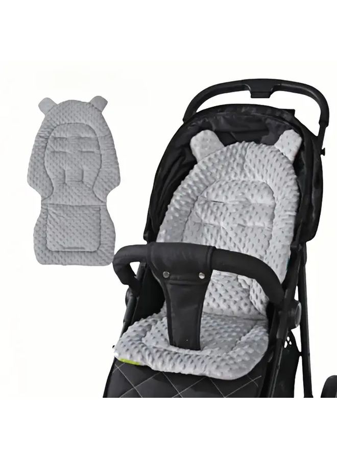 Breathable Stroller Cushion Soft Quilted Gray With Textured Grip Handles Comfort Safety - Image 1