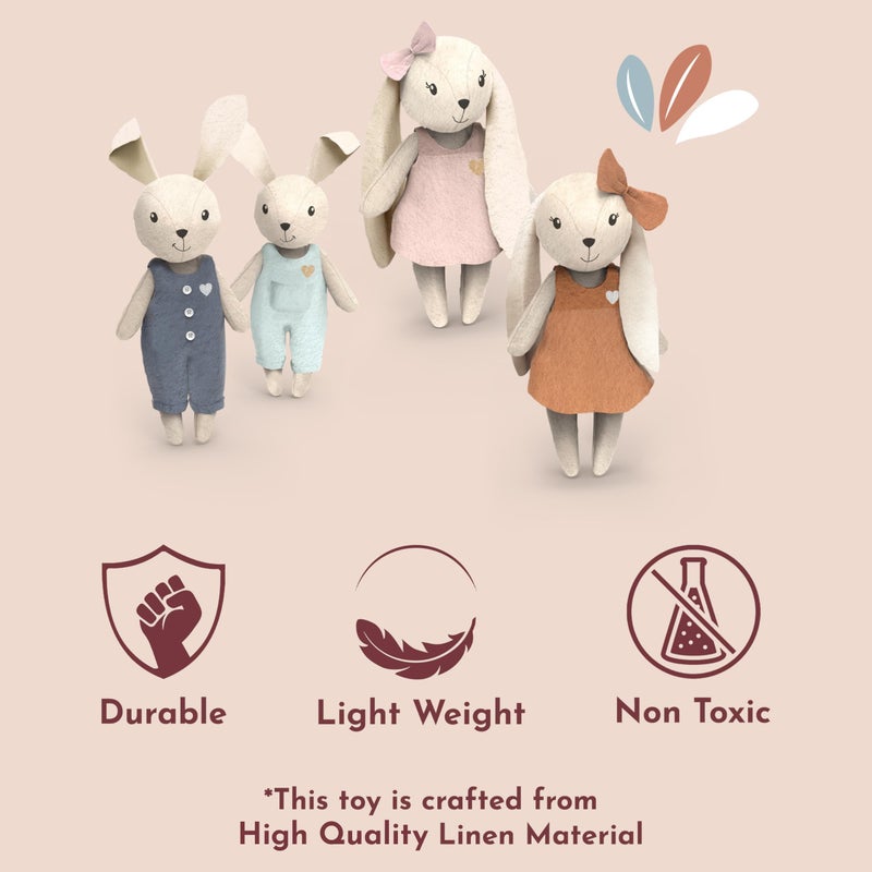 SPEEDY MONKEY Rabbit Family Set â€“ Miniature Bunny Figures with Parents & 2 Baby Rabbits â€“ Pretend Play Doll House Family for Kids, Toddlers, Girls â€“ Cute Dollhouse Decor Toy - Image 3