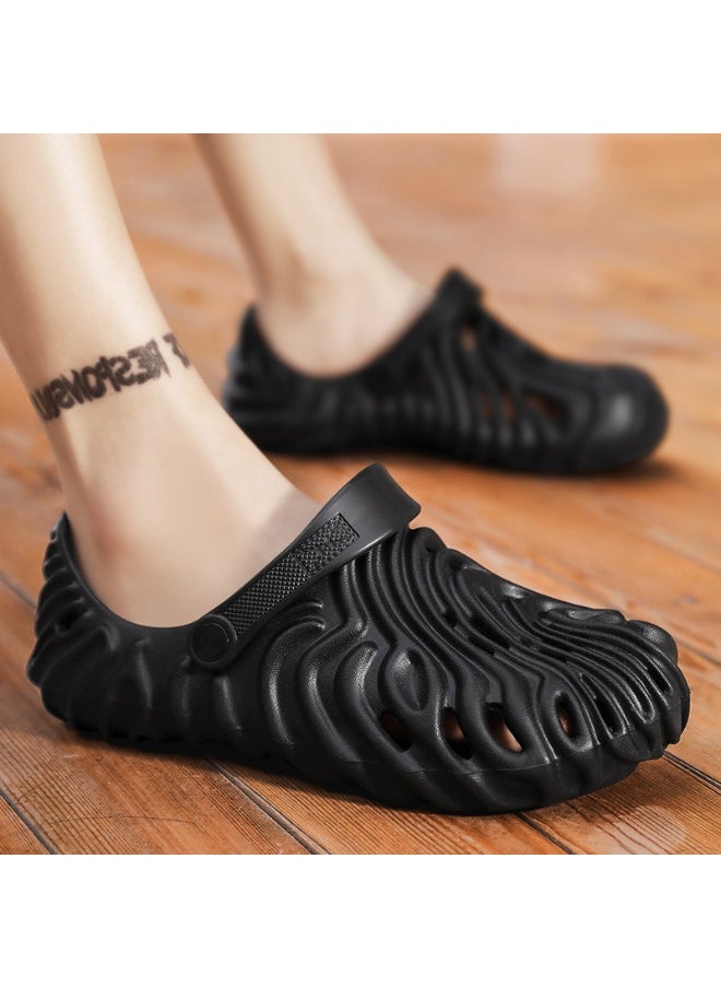 NIBEMINENT Large Size Slip-On Sandals Women's Breathable Anti-Slip Beach  Thong Shoes Fingerprint Design Couple  Style Summer  - Image 2
