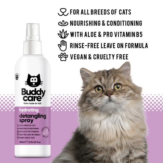 Buddycare Detangling Spray for Cats - Effective Cat Matted Fur Remover and Detangle Spray to Promote a Healthy Coat, Easily Removes Matted Hair for a Smooth and Shiny Coat - Image 2