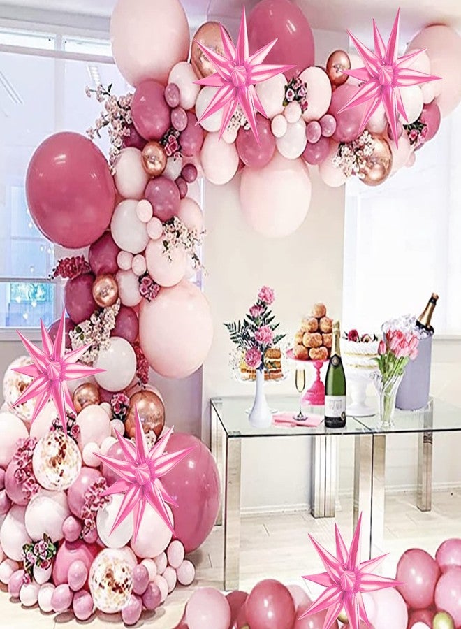 Moukiween 60 PCS Pink Star Balloons, 12 Point cone Explosion Star Foil Balloons for Birthday, Valentine's Day, Bridal Shower, Wedding, Mother's Day Decorations (Pink) - Image 5