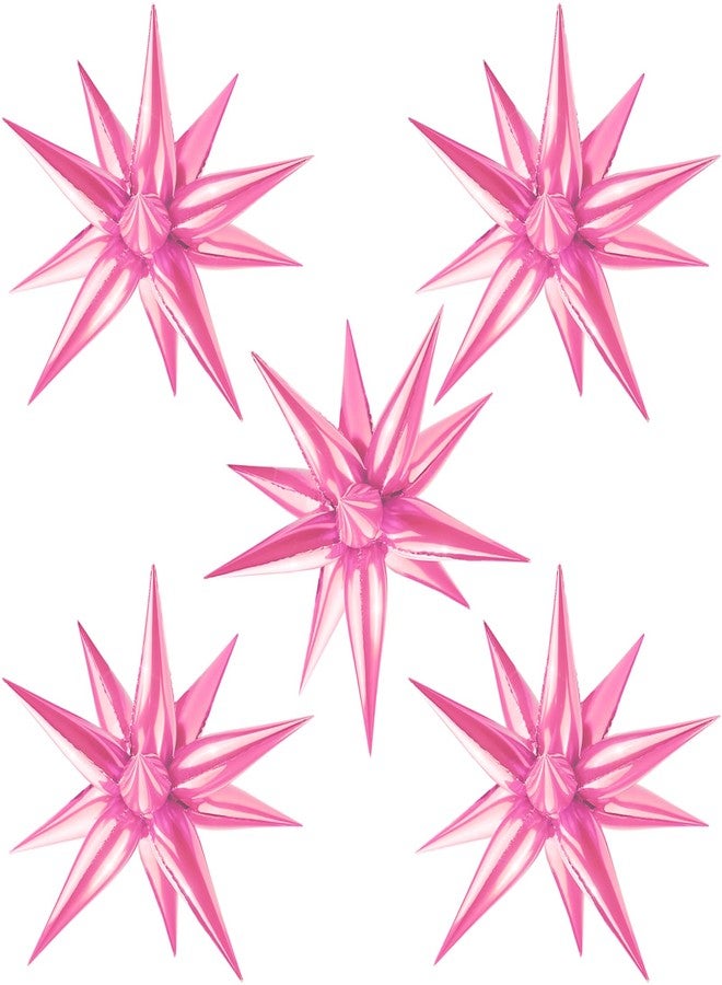 Moukiween 60 PCS Pink Star Balloons, 12 Point cone Explosion Star Foil Balloons for Birthday, Valentine's Day, Bridal Shower, Wedding, Mother's Day Decorations (Pink) - Image 1