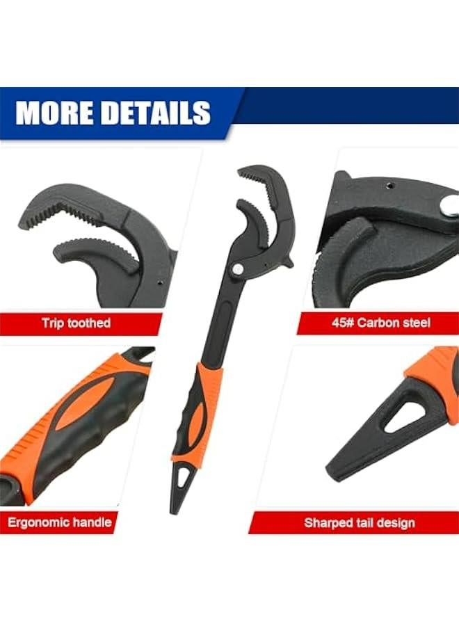 Adjustable Wrench Multi-function Spanner, 1pc Pipe Wrench Heavy Duty Quick Multi-function Self-Adjusting Spanner Power Grip Pipe Wrench，size：26cm - Image 2