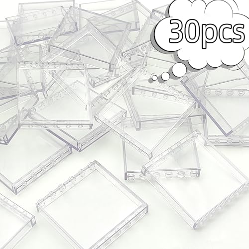 ZHX 30PCS Clear Transparent Window House Building Brick Toy Classic Flat Plates Pieces and Parts Block Compatible with Major Brands White - Image 5