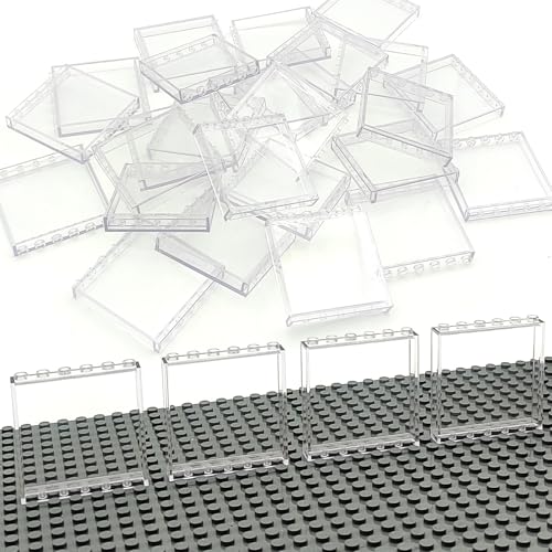 ZHX 30PCS Clear Transparent Window House Building Brick Toy Classic Flat Plates Pieces and Parts Block Compatible with Major Brands White - Image 1