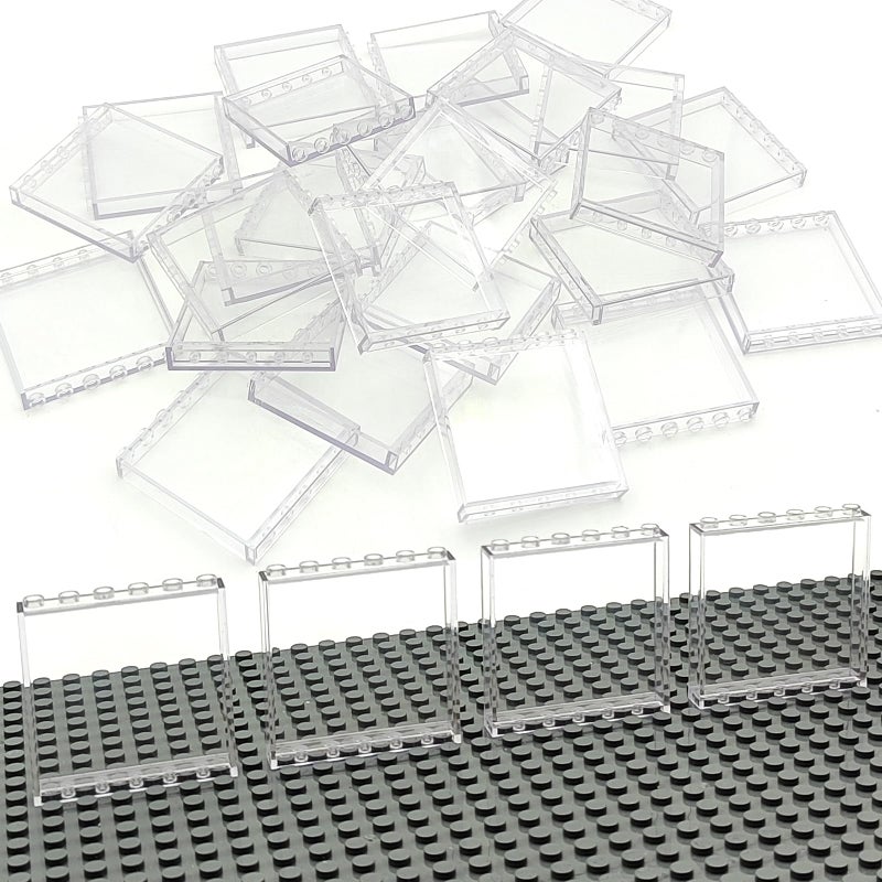 ZHX 30PCS Clear Transparent Window House Building Brick Toy Classic Flat Plates Pieces and Parts Block Compatible with Major Brands White - Image 4
