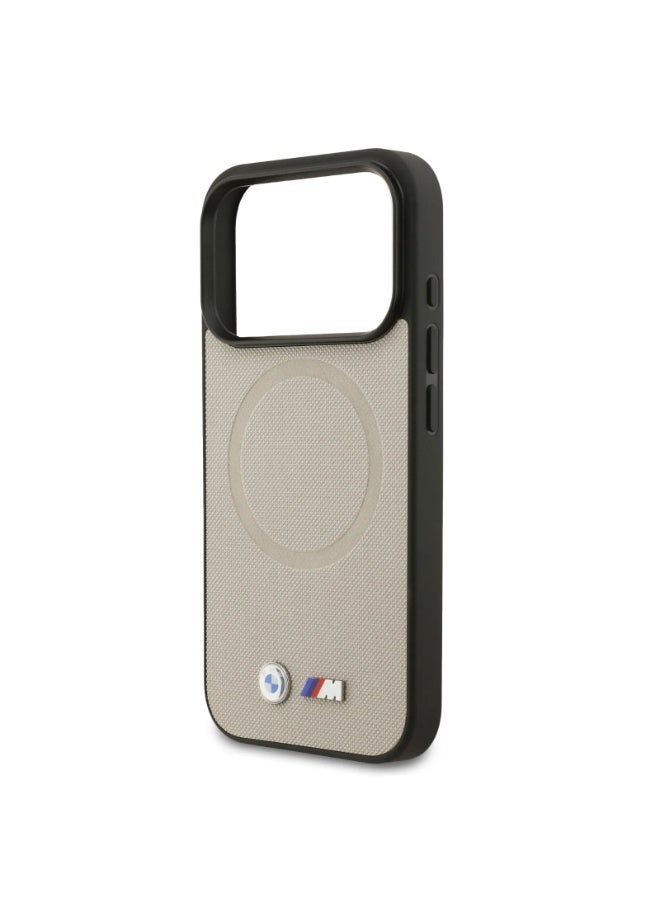 BMW iPhone 17 Pro MagSafe Case Full Wrapped Leather with Metal Logos / Slim profile / MagSafe / Drop Protection / Easy Snap On / Back Cover - Gray - Image 2