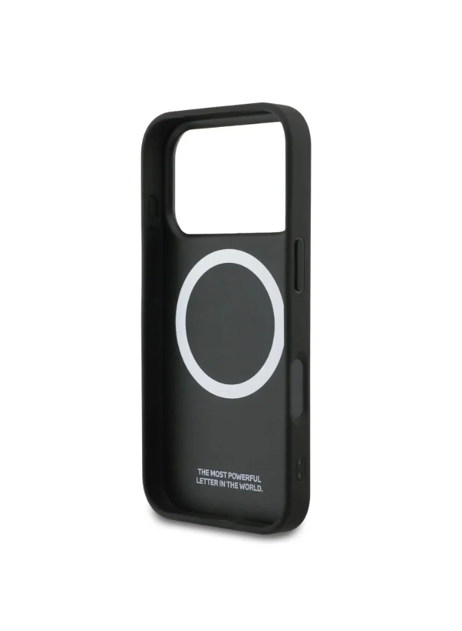 BMW Gray - Metal Logos iPhone 17 Pro MagSafe Case Full Wrapped Leather with Metal Logos / Slim profile / MagSafe / Drop Protection / Easy Snap On / Back Cover - Gray  | Best Price UAE