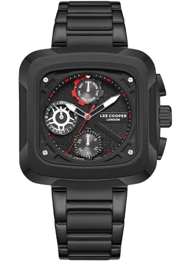 Lee Cooper Lee Cooper Men's VX9NE1 Movement Watch, Multi Function Display and Metal Strap - LC08013.650, Black