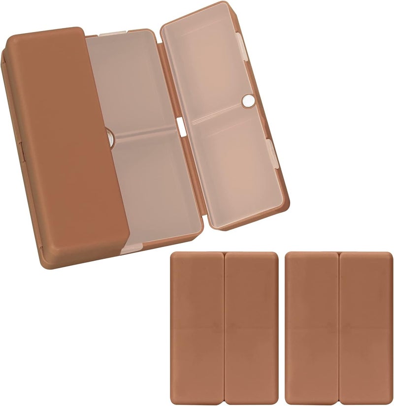 FYY Daily Pill Organizer,2 Pcs 7 Compartments Portable Pill Case Travel Pill Organizer,[Folding Design]Pill Box for Purse Pocket to Hold Vitamins,Cod Liver Oil,Supplements and Medication-Brown - Image 1