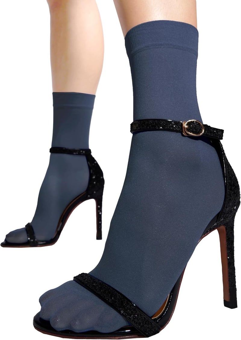 sofsy Italian High-Fashioned Ankle Socks - 40 Den Semi Sheer Nylon Stockings for Women | Durable, Soft, Low-Cut Design - Image 1