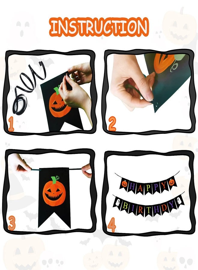 Meaxur Black Halloween Birthday Banner - Happy Birthday Party Decorations Theme Banner for Home & Yard Decor - Image 3