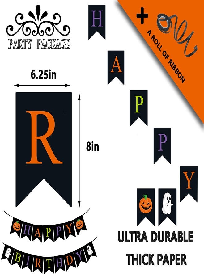 Meaxur Black Halloween Birthday Banner - Happy Birthday Party Decorations Theme Banner for Home & Yard Decor - Image 2