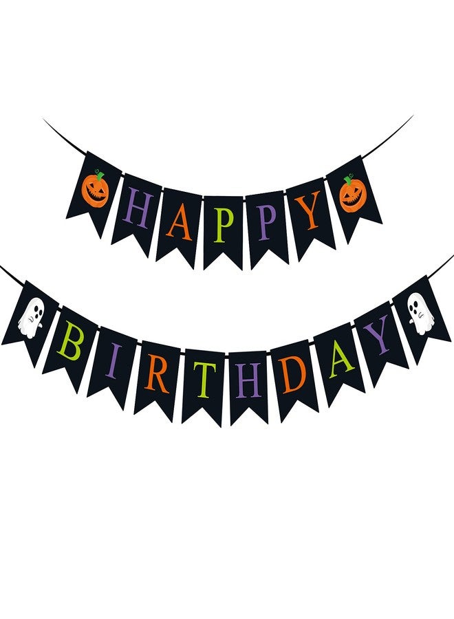 Meaxur Black Halloween Birthday Banner - Happy Birthday Party Decorations Theme Banner for Home & Yard Decor - Image 1