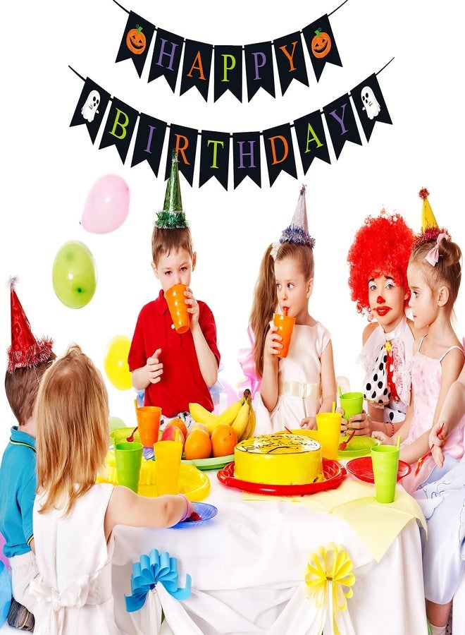 Meaxur Black Halloween Birthday Banner - Happy Birthday Party Decorations Theme Banner for Home & Yard Decor - Image 4