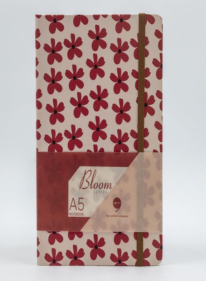 COMMA | Bloom Series | A5 Size | Hard Bound Notebook | 160 Pages | 100gsm Natural Shade Paper | Paper Coated Cover Material - Red - Image 1