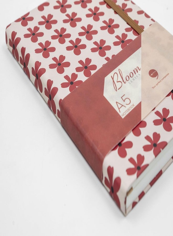 COMMA | Bloom Series | A5 Size | Hard Bound Notebook | 160 Pages | 100gsm Natural Shade Paper | Paper Coated Cover Material - Red - Image 2