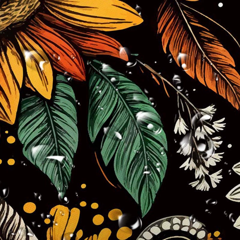 Drgilau Boho Floral Shower Curtain Vintage Floral Shower Curtain for Bathroom  Farmhouse Flowers Bathroom Curtains Waterproof Rustic Sunflower Bathroom Set Decor with 12 Hooks  Black-6 72X72 Inch - Image 5