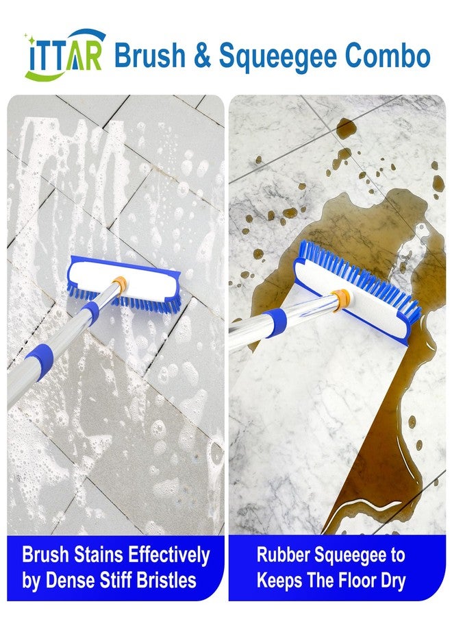 ITTAR 12" Wide Floor Scrub Brush with Long Handle, 2-in-1 Deck Cleaning Brush with 55" Extendable Pole, Heavy-Duty Tub Tile Scrubber Cleaner Brush for Shower Floor, Kitchen, Patio, Garage, Restaurant - Image 4