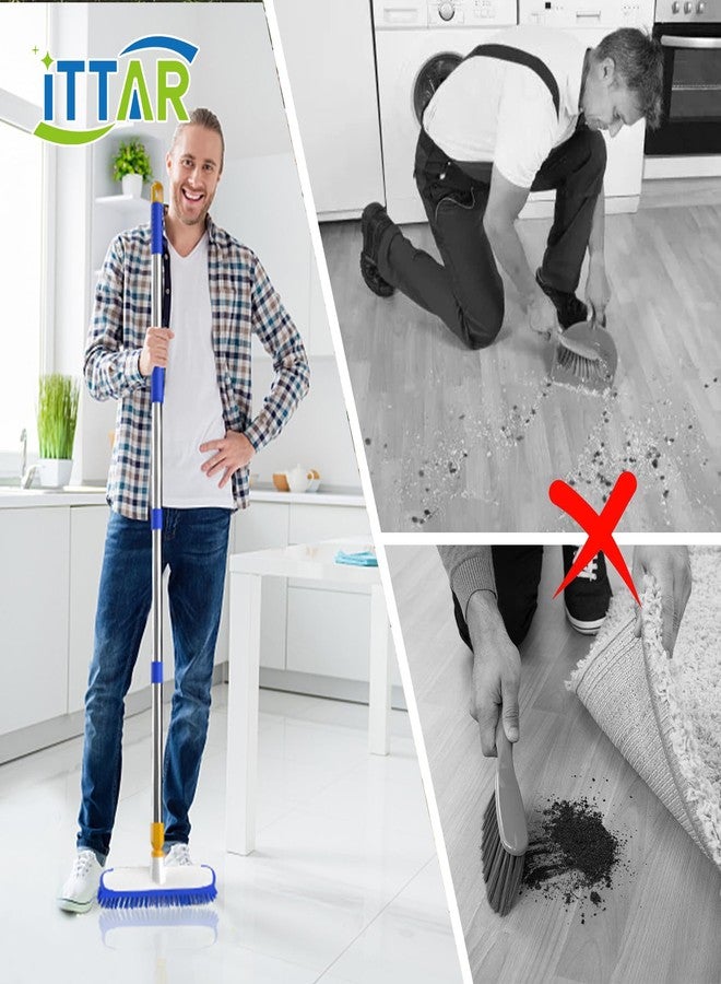 ITTAR 12" Wide Floor Scrub Brush with Long Handle, 2-in-1 Deck Cleaning Brush with 55" Extendable Pole, Heavy-Duty Tub Tile Scrubber Cleaner Brush for Shower Floor, Kitchen, Patio, Garage, Restaurant - Image 3